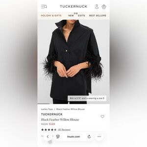 NWT Tuckernuck Black Feather Sleeve Blouse